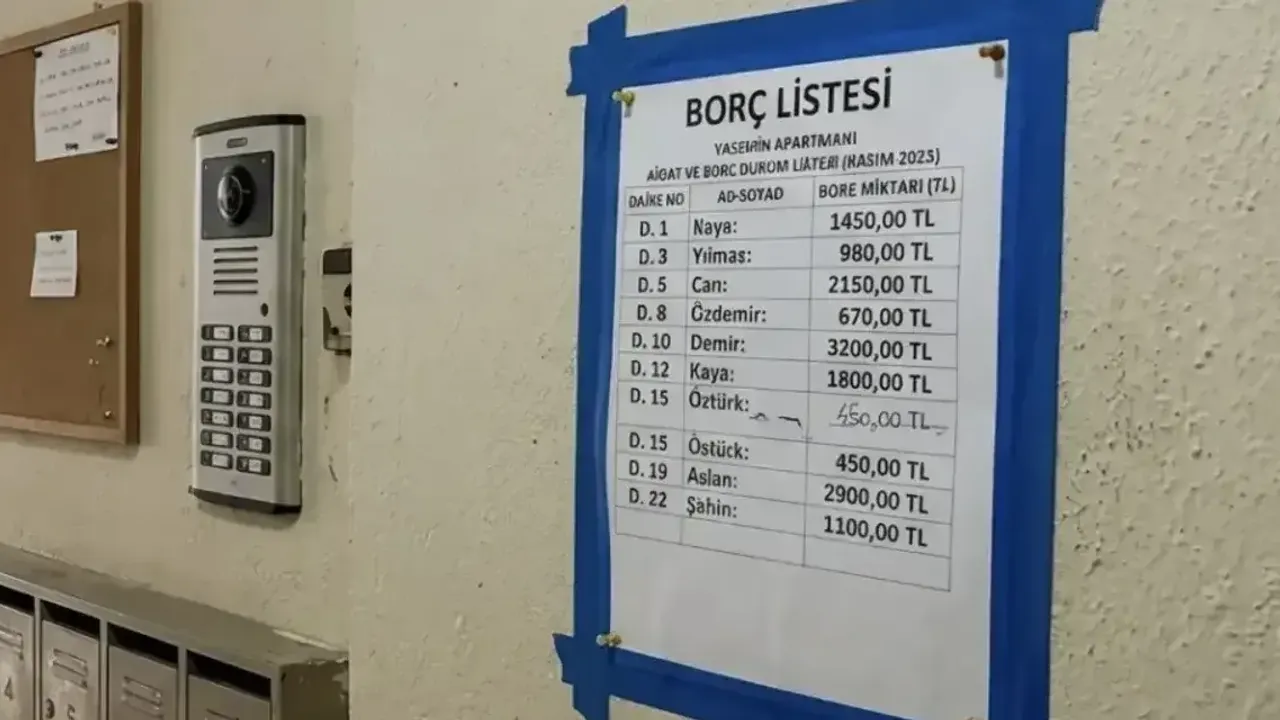 Apartman girişine borç listesi asmak yasaklandı