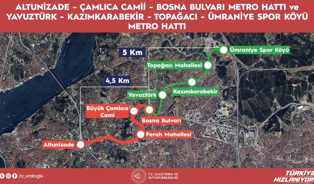 Çamlıca Camii metrosu yüzde 81 oranında tamamlandı