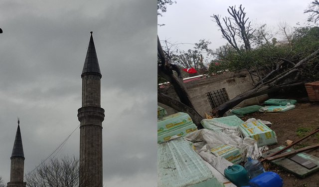 Şiddetli rüzgar Ayasofya minaresinin alemini uçurdu