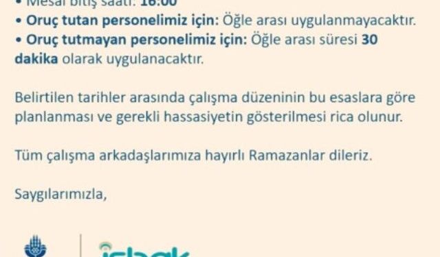 İBB şirketinde oruç tutanlara ayrımcılık iddiası