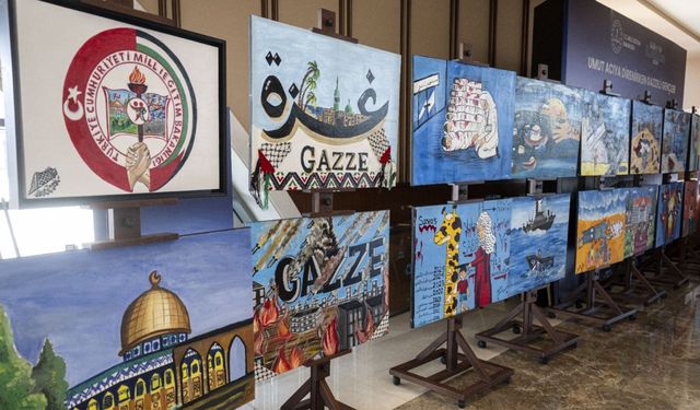 Filistinli öğrencilerin resimleri Külliye'de sergileniyor