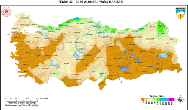 Temmuz ayında normalin üstünde yağış ölçüldü