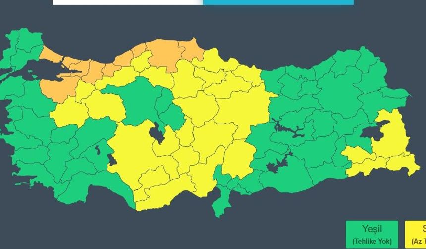 Turuncu uyarı verilen il sayısı 10'a yükseldi